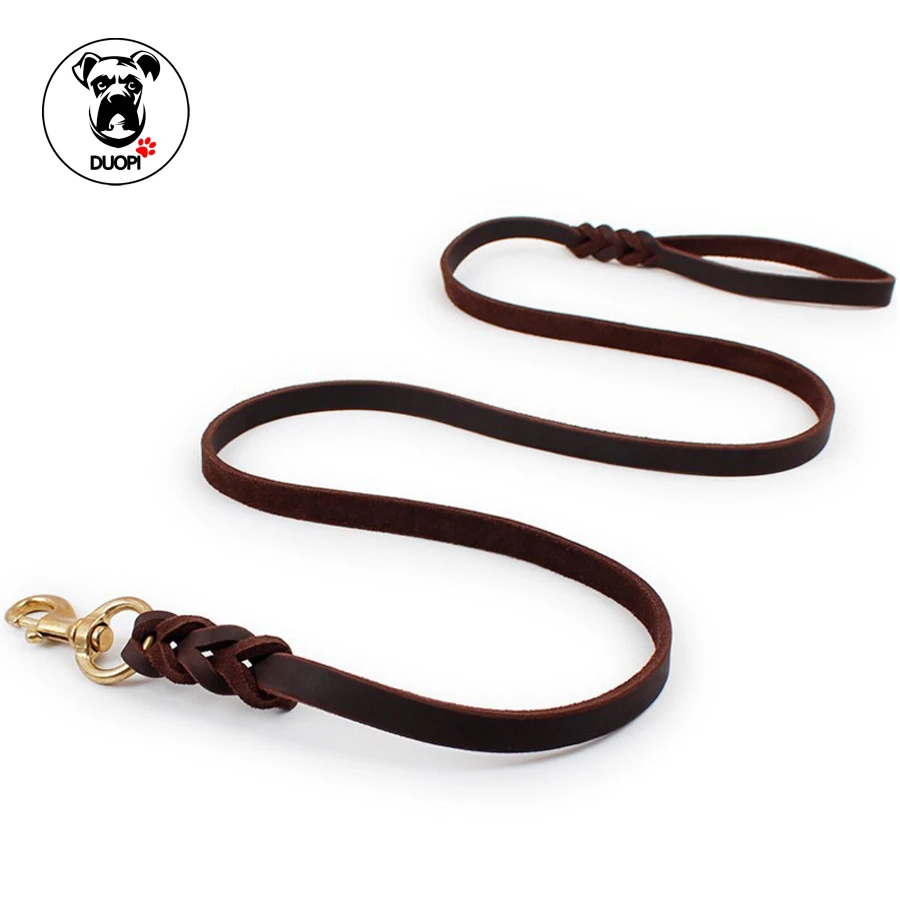 High Quality Braided Real Leather Dog Leash Medium Large Dogs Outdoor