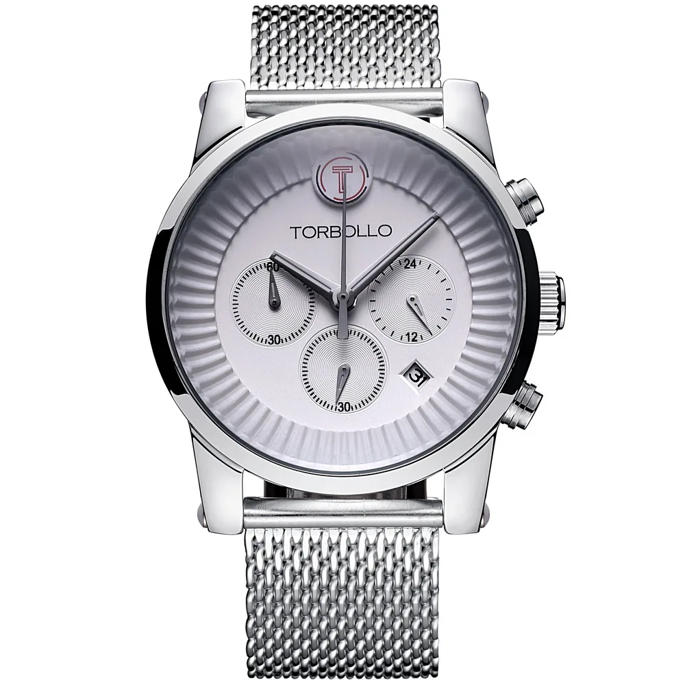 2017 NEW Luxury Mesh Band Men Wrist Watch Silver White Multifunction