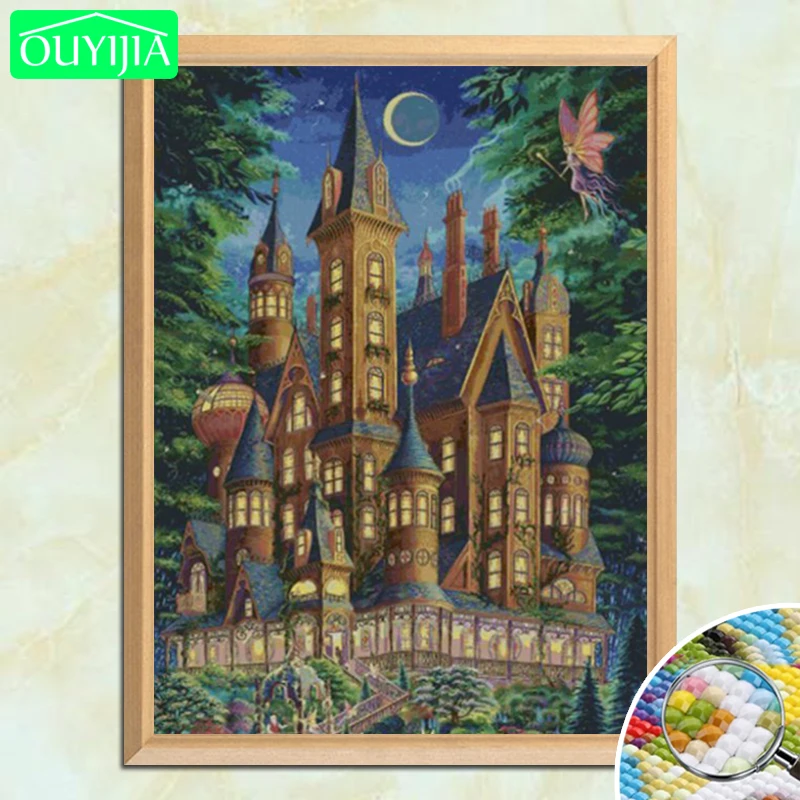 OUYIJIA 5D DIY Diamond Painting &quotMagic Castle&quot Full Square Embroidery Rhinestones Picture Mosaic Decor Beads | Дом и сад