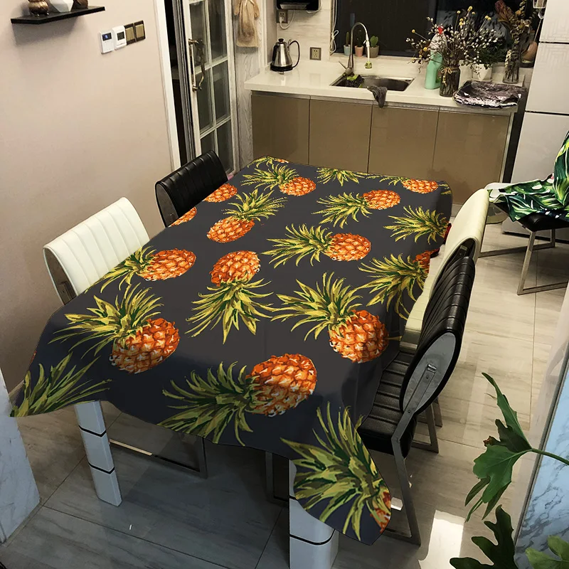 

Rural Stly Pineapple Print Decorative Table Cloth PYC Tablecloth Dining Table Cover For Kitchen Home Decor