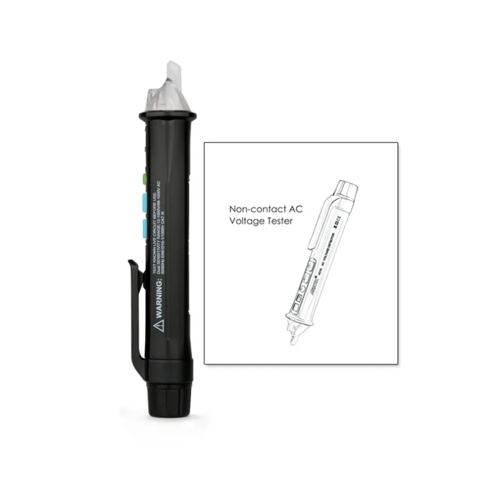 MESTEK AC10 AC Voltage Tester Pen Non-Contact Volt Detector Stick Adjustable Range Soundlight Alert 12V~1000V with Flashlight