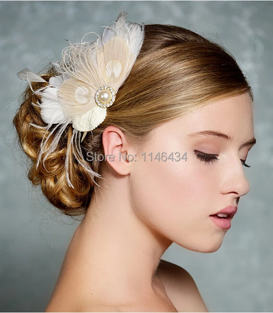 Bridal Hair Veil Hats Champagne Pea Feather Fascinator Wedding Bridal Hair Veil Hats Champagne Pea Feather Fascinator Wedding Clip Vintage Velvet Leaves