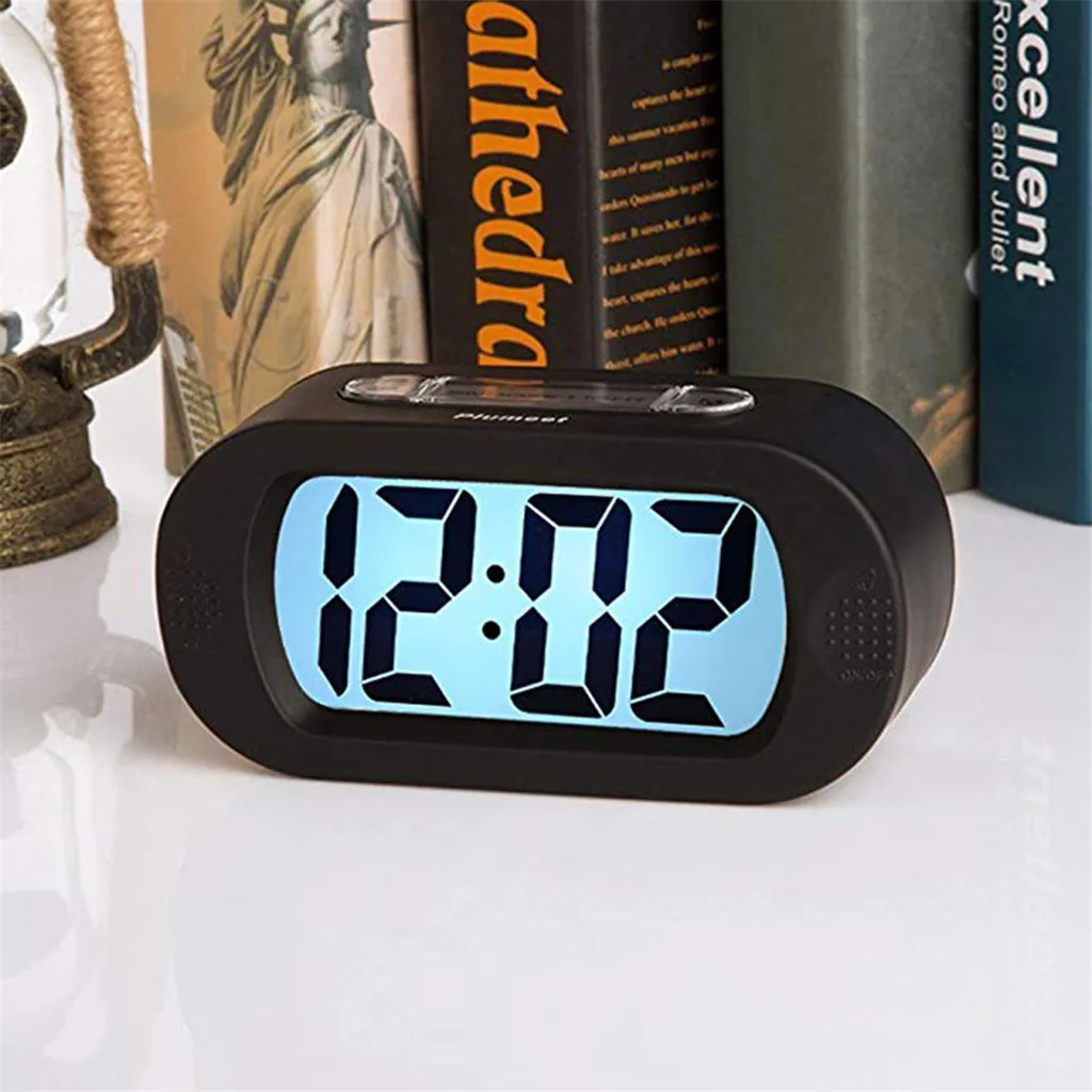 

Digital Alarm Clock Student Clocks Large LCD Display Snooze Electronic Office Table Clock Light Sensor Nightlight #L
