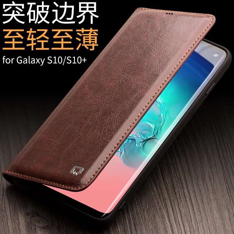Qialino брендовый Чехол книжка из натуральной коровьей кожи для Samsung Galaxy S10/S10 + Plus