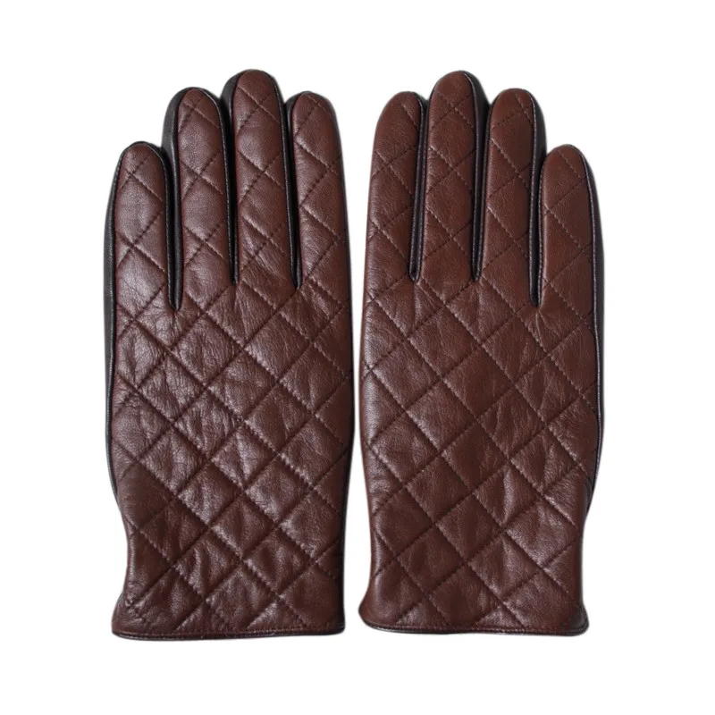 Коричневые мужские перчатки на теплую зиму от GSG