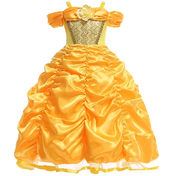 

Girl Princess Cosplay Costume Halloween Costume Princess Costume Yellow Long dress girls