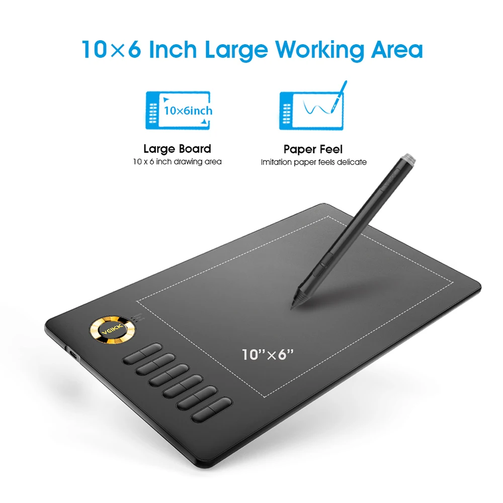

Graphic Tablets VEIKK A15 Digital Tablet 10x6 inche Drawing Pad with 8192 Levels Pressure Sensitivity ON SALE
