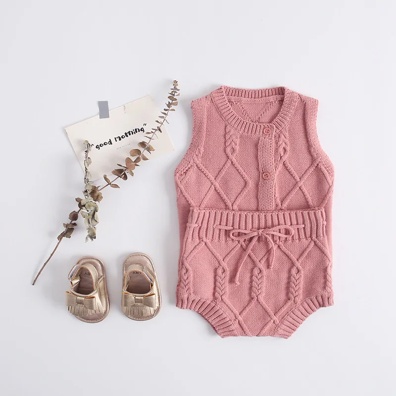 

2019 Infant Toddler Baby Girl Sets Knitted Clothings Sets Vest&shorts Summer Kids Fashion Casual Clothes
