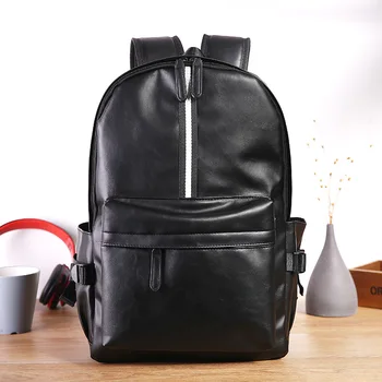 

012518 new hot man PU leather backpack teenager fashion school bag