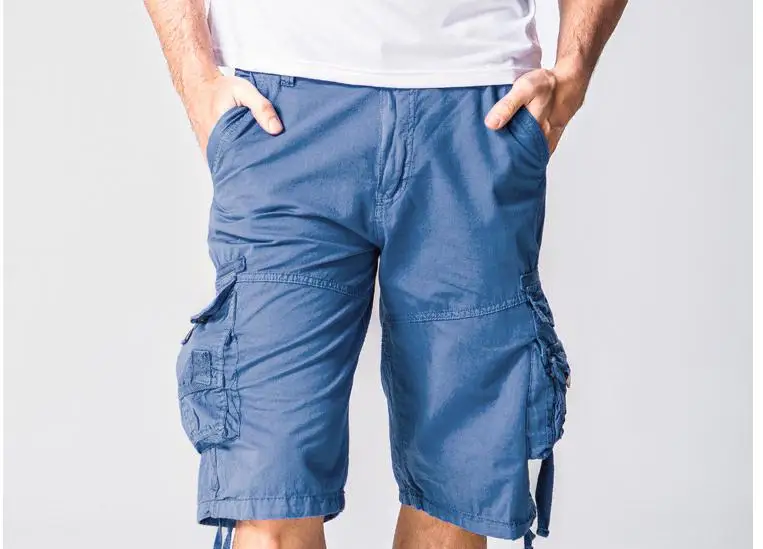 Брендовые военные мужские шорты, летние шорты в стиле сафари, размера плюс. Свободные карманы длиной до колен, количество, без пояса