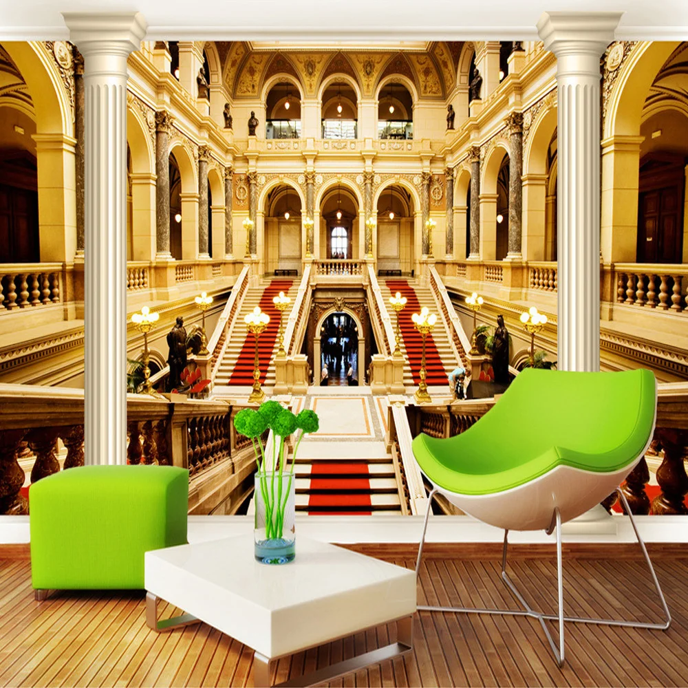

European Style Architecture Roman Column 3D TV Background Mural Wallpaper Living Room Bedroom Wall Mural Wallpaper Wall Covering