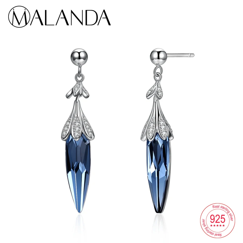 

MALANDA Original Crystal From Swarovski Luxury Drop Earrings Sterling Silver Dangle Earrings For Women Fashion Wedding Jewelry