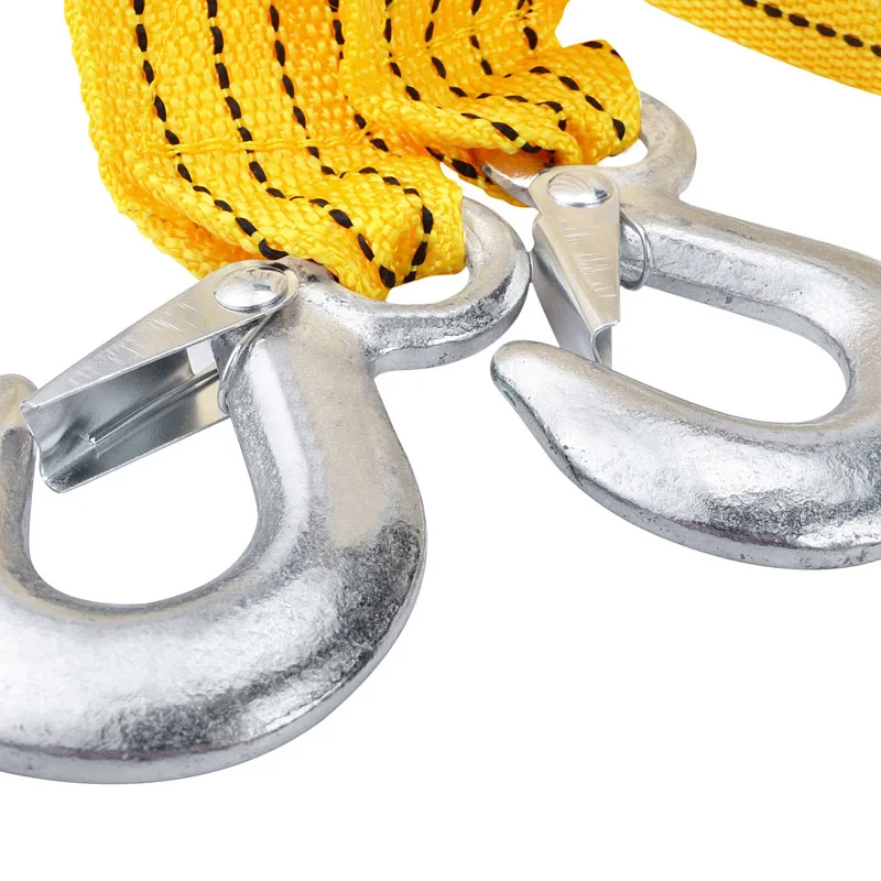 4M 3 Tons Car Towing Ropes Tow Cable Nylon Strap Rope Heavy Duty Towing Pull Rope Towing Cable with Hooks High Strenght