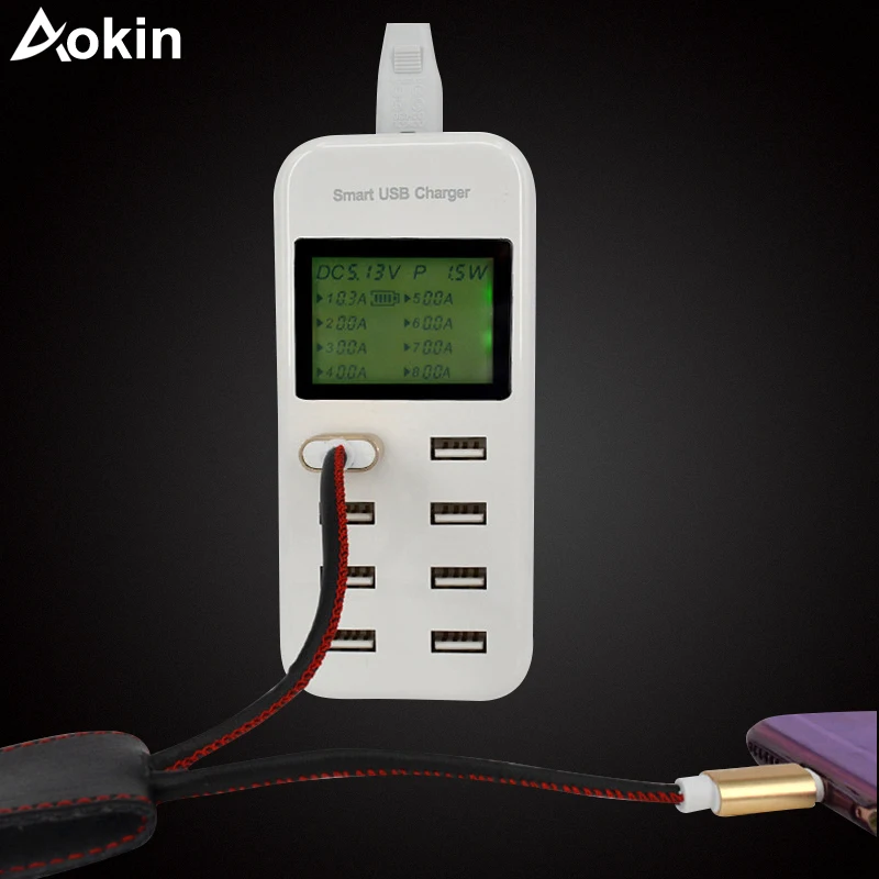 Aokin Smart USB Charger 8 USB Ports Led Display US EU UK