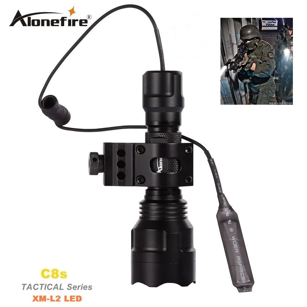 Светодиодный тактический фонарь AloneFire C8 CREE XM L2 U3 20 мм крепление для страйкбольной