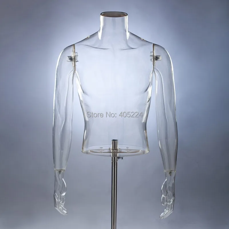 MALE transparent Plastic Mannequin stand dress form female TORSO