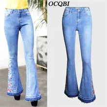 В уличном стиле с цветочным принтом, брюки, джинсы с яркой отделкой Для женщин модные скинни, бойфренды Высокая талия джинсы плюс Размеры