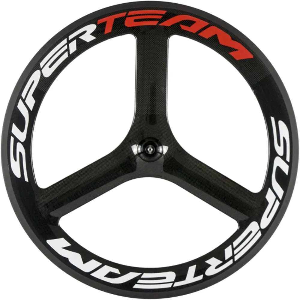 Excellent SUPERTEAM 3spoke Wheelset Road Carobn Wheels CLincher 23mm fixed gear track Wheels tri spoke wheelset 3