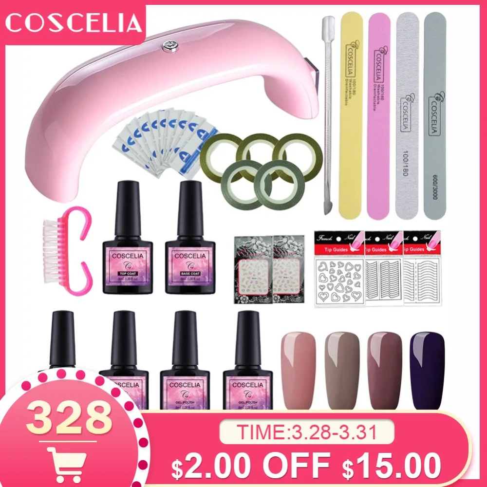 

Nail Art Set Nail Led Lamp Dryer Manicure Tool 8ml Soak Off Nail Polish Gel varnishes Base Gel Top Coat Lamp for Nails