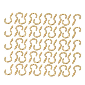 

UXCELL 50pcs 2.2mm Dia Thread 20mm Length Iron Brass Plated Self-Tapping Screw Hook