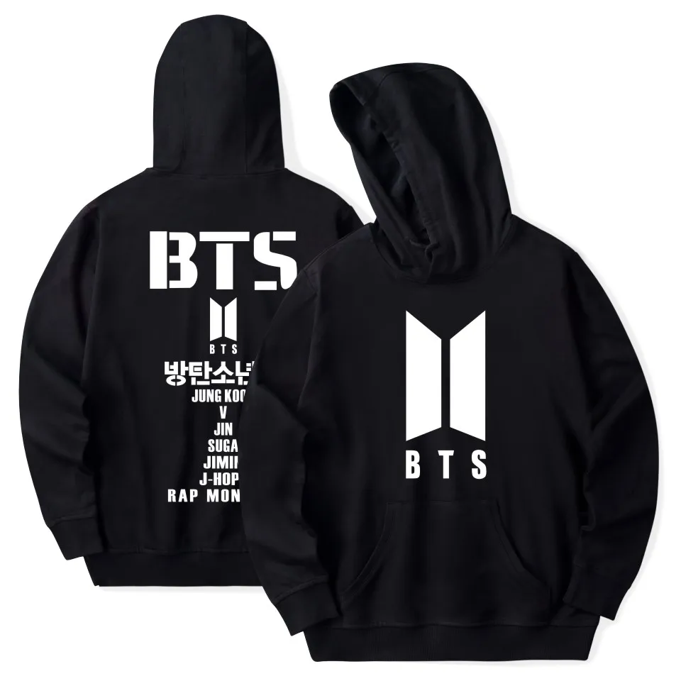 BTS KPOP Hooded Sweatshirts Men Hoodies Fashion Black Winter Hoodies ...