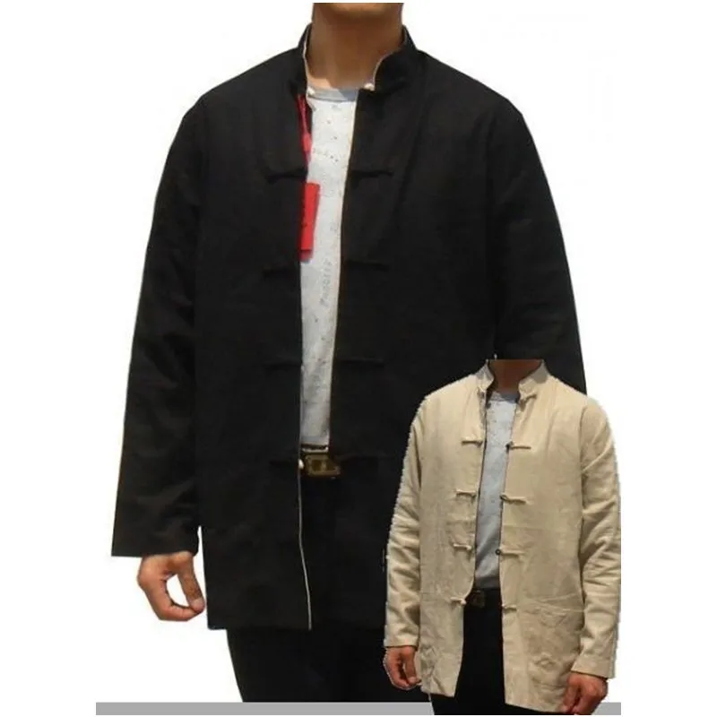 Novelty Black Beige Men's Cotton Reversible Jacket Chinese