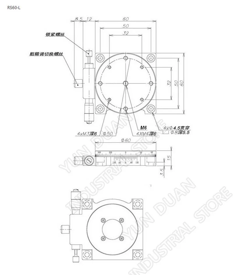 R Axis 60 мм 2," Руководство 360 градусов Поворотный раздвижной стол микрометр точность смещения отрегулировать угол платформы Оптический RS60-L