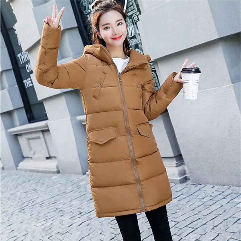 2019 Winter Cotton jacket Women Parkas Thicken Warm Hooded Top Plus size Fashion Students Cotton-padded jacket Long Coats Female