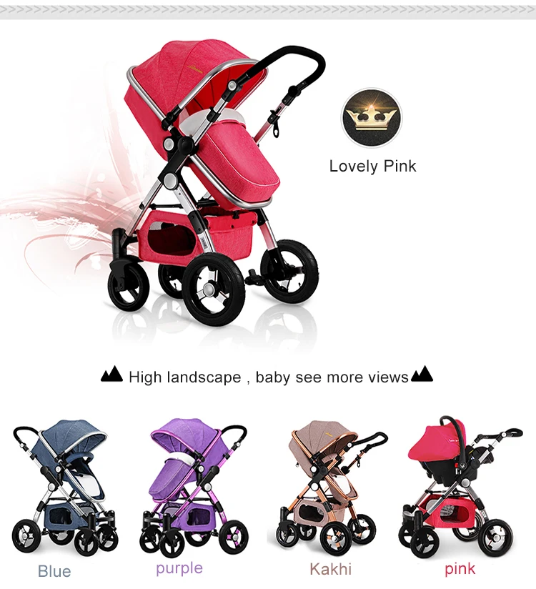 HJBB 3 in 1 baby stroller aluminium alloy frame folding strollers EU baby pram light 2 in 1 umbrella cars HOTMOM