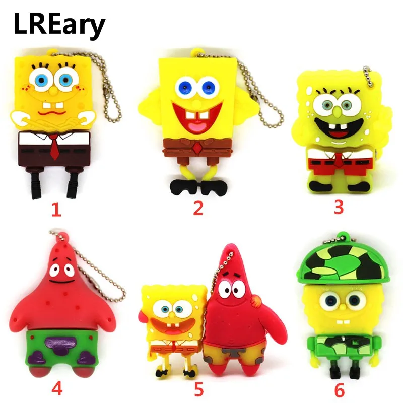 

Cartoon Pendrive 128MB lovely Spongebob 4GB 8GB 16GB 32GB 64GB USB Flash Drive Cute Patrick Star Memory Stick Pen Drive U disk