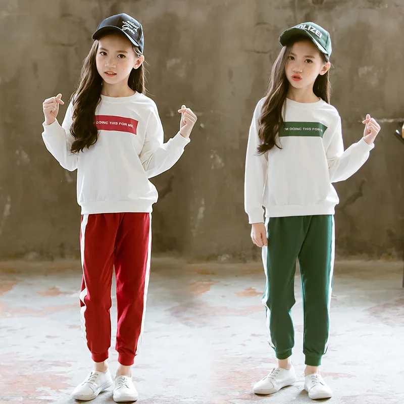 Spring Autumn baby sweatshirt + pants girls 2 pcs set children casual