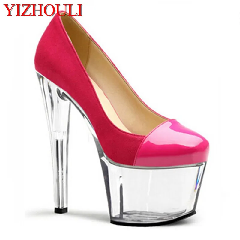 Wedding banquet 15cm sexy high heels, women's single shoes, 6 inch thin heel stage show, with single shoes fashionable open toe pu patent leather platforms women 15cm sexy high heel shoes stiletto single shoes wedding party shoes