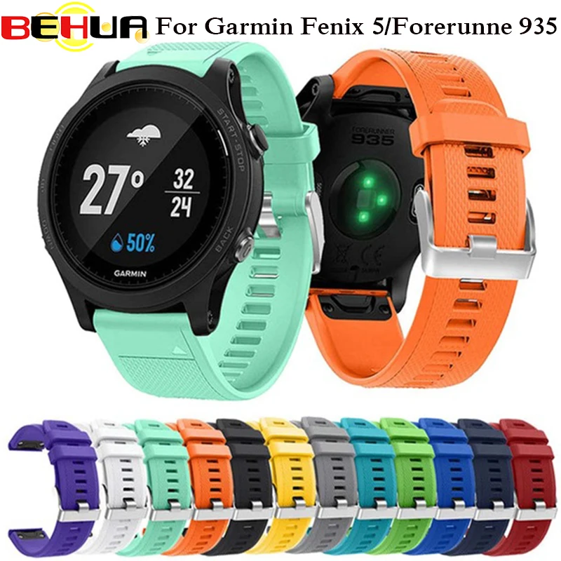 Ремешок BEHUA для наручных часов быстросъемный силиконовый браслет Garmin Fenix 5 Plus 6 Pro