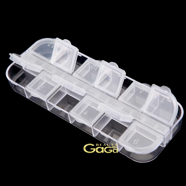 

Beauty Nail tools & Equipments 12 Compartments Transparent Clamshell Clear Empty Nail Art Tips Storage Box Case Manicure