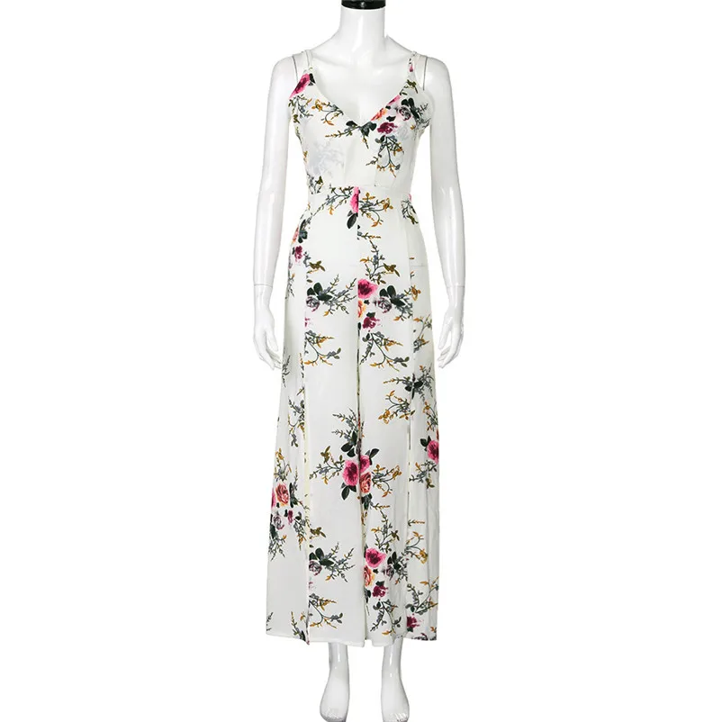 NEW Fashion summer jumpsuit woman 2018 Sleeveless Floral Print Jumpsuit Summer Loose Playsuit Rompers pantaloni siamesi J28#N (5)