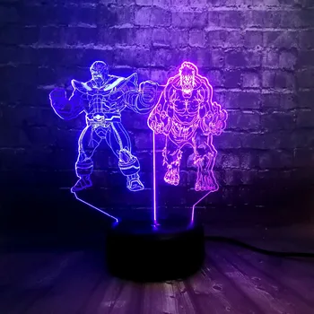 

Holiday Kids lamp Creative 3D Acrylic Luster Super Hero Marvel Hulk Thanos LED Mixed 7 Color Charge Room Table Decor Night Light