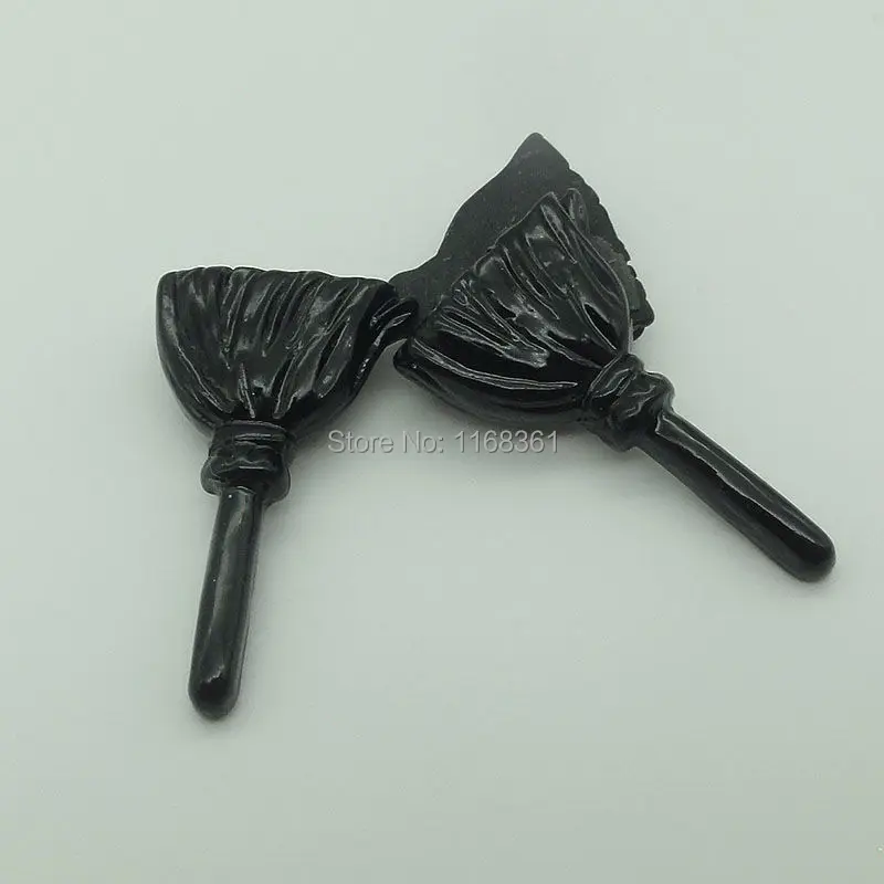 1pcs/lot resin flat back Halloween black broom 38mm Cabochons Scrapbooking Hair Bow Center DIY Christmas decration C105-5