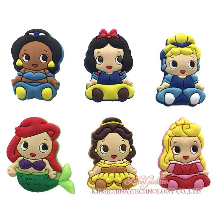 

Free shipping 30pcs New Princess PVC shoe charms shoe accessories shoe decoration for croc jibz kids gift Kids Gift shoe charms