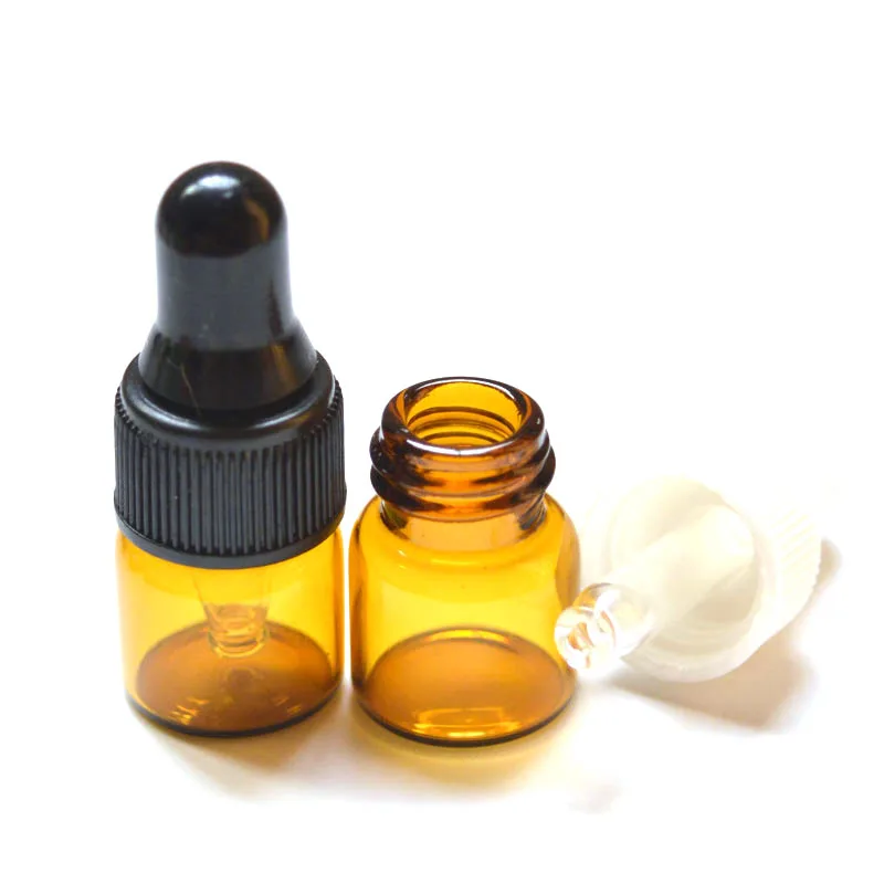 

Lot of 20pcs 2ml Amber Small Glass Dropper Bottles For Essential Oil Perfume tiny portable bottles