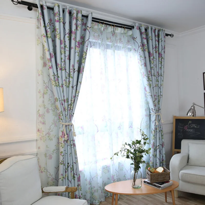 Пасторальные цветы сорока американский стиль страны свежий полный оттенок печати шторы для гостиной AP183-30