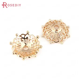 

6PCS 14MM 24K Champagne Gold Color Plated Brass Beads Caps Tassel Caps High Quality Diy Jewelry Accessories