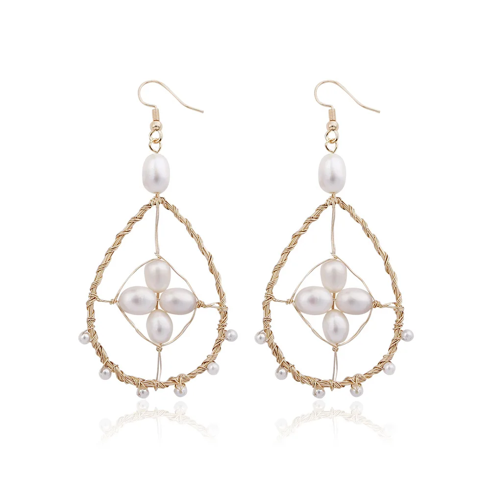 

Korea style Earrings Jewelry Temperament Simple Retro irregular pearl Ear Geometric Earrings For Women Statement earrings