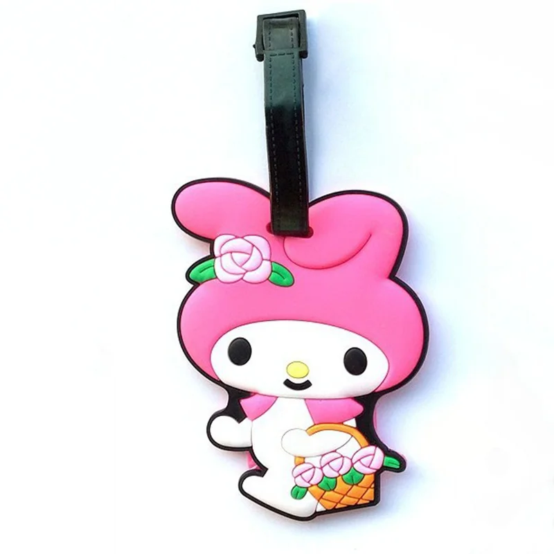 

1 Pc Hot sale Travel Accessories My Melody Luggage Tag Silica Gel Suitcase Name Address Tel Baggage Boarding Tags Figure toy