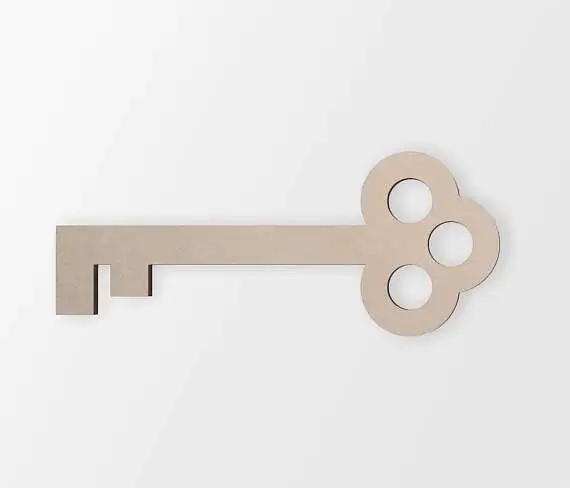 

Key Shape Wooden - Cutout, Wall Hanging, Wall Decor, Home Decor