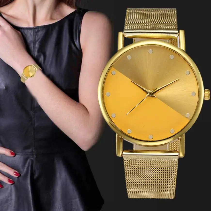 Стильный Relogio feminino Reloj Mujer Для женщин часы Cool бизнес Стиль Элитная одежда часы простой золотой Цвет Повседневные часы P50