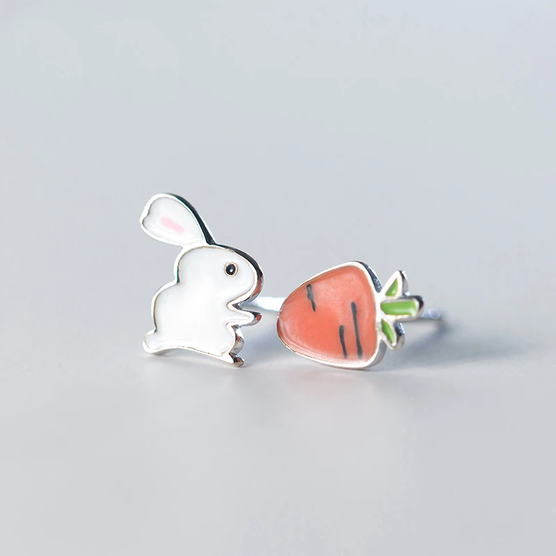 

Ruifan Asymmetric Cute Rabbit Carrot 925 Sterling Silver Earrings for Girls Women Korean Small Stud Earring Jewelry YEA362