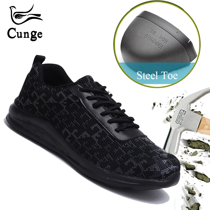 

Safety Shoes Men Lightweight Breathable Steel Toe Work Shoes For Men Anti-smashing Construction Sneakers Outdoor Work Sneakers