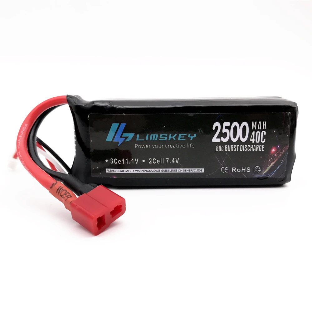 Lipo аккумулятор Limskey 2 шт. RC 2S 7 4 в 2500 мАч 40C Max 80C для Wltoys 12428 12423 1:12 запчасти