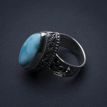 

Natural Caribbean Larimar Vintage 925 Sterling Silver Ring, US Size 6.5 R3442