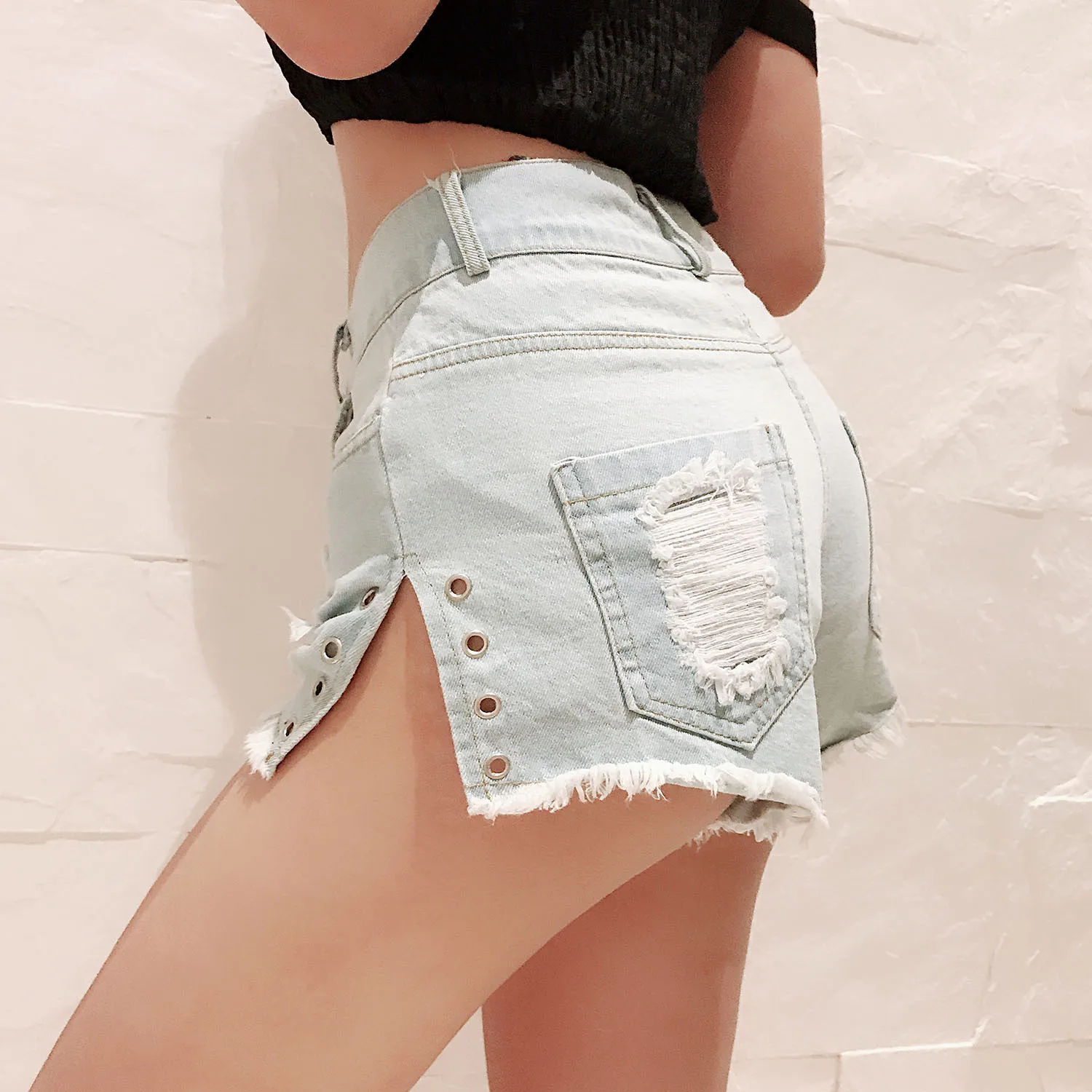 Sexy Ripped Hole Booty Shorts Women High Waist Fringe Jean Shorts Summer Girl Cute Shorts Nightclub Party Hotpants Sexy Ripped Hole Booty Shorts Women High Waist Fringe Jean Shorts Summer Girl Cute Shorts Nightclub Party Hotpants